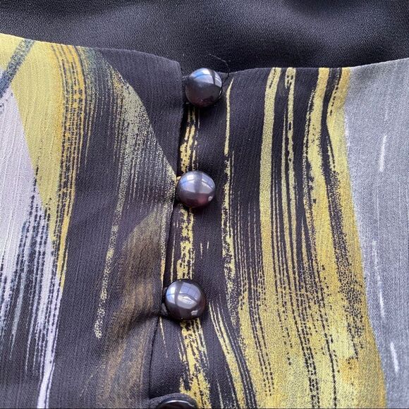 Du Jour Brush Stroke Print Sheer Sleeve Top - Picture 3 of 8